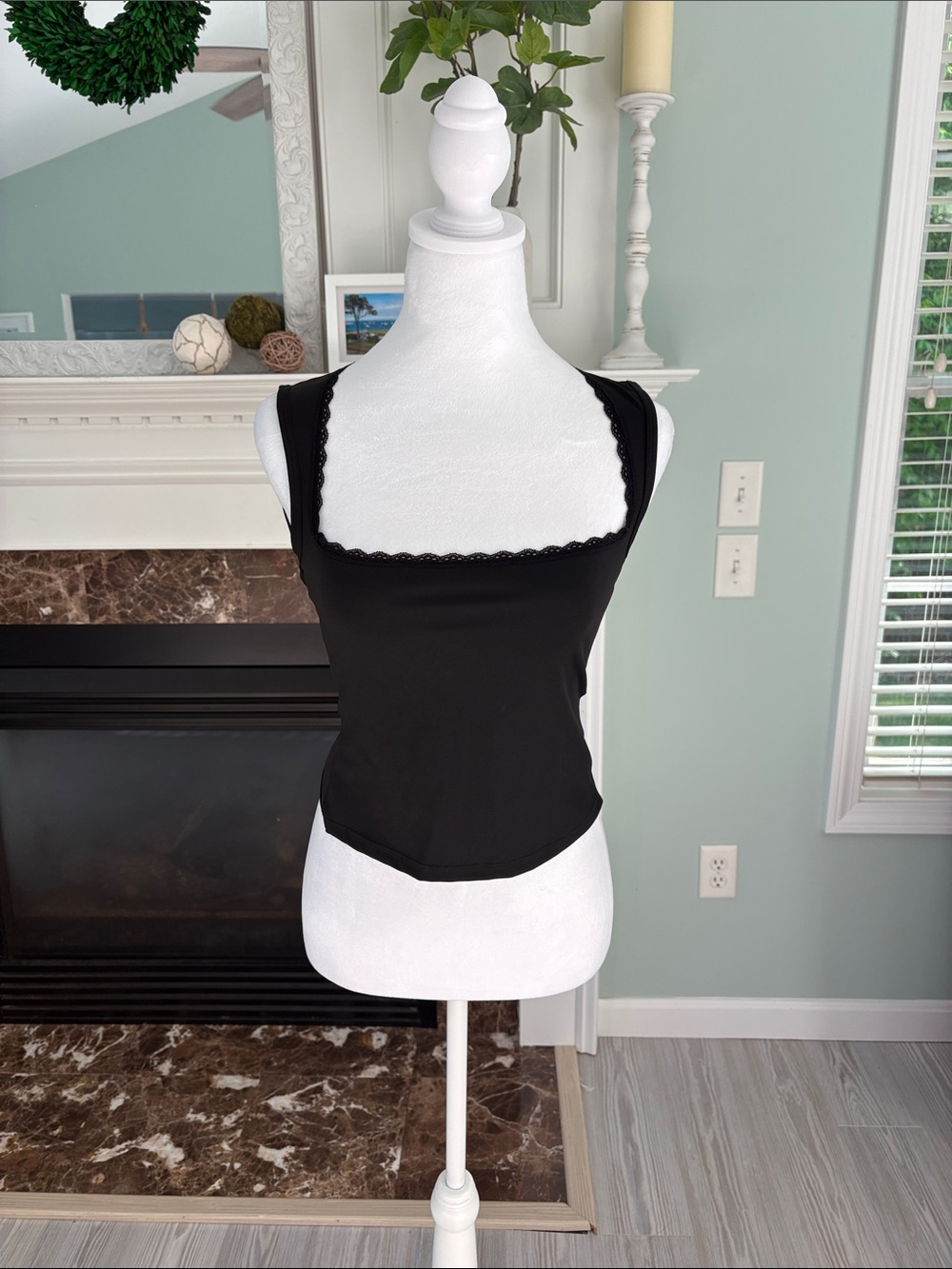 Edikted Black Square Neck Tank Top